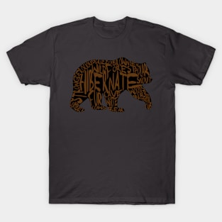 Bear Typography Black Background T-Shirt